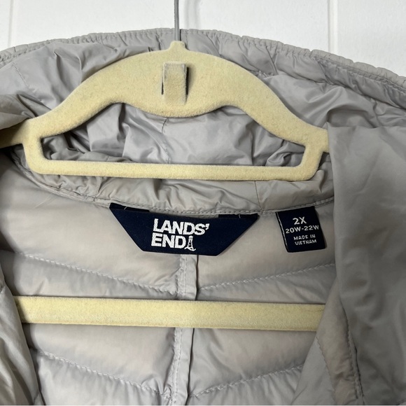 Lands' End Light Gray Puffer Jacket with Hood Women's 2X 20W-22W - Picture 4 of 10
